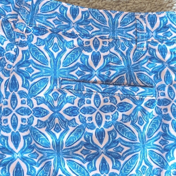 Caribbean Joe & Company Blue Pink Geometric Print Stretch Zip Fly Front Shorts 6 - Picture 6 of 8